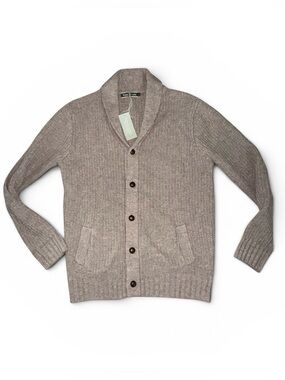 WoolOvers Button-Front Sweater Cardigan - Taupe SIZE L New